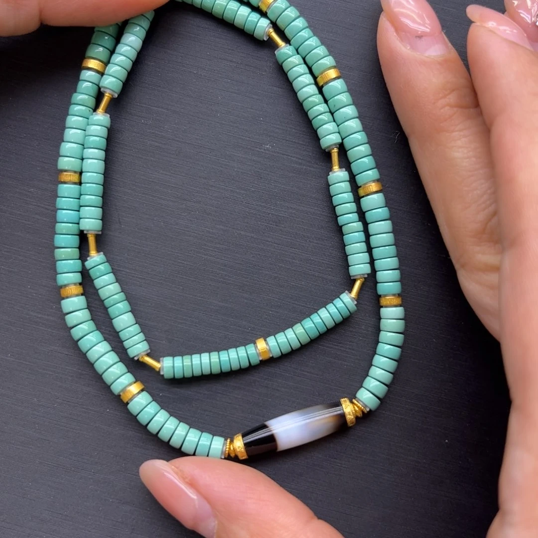 绿松石18K金镶嵌配件项链