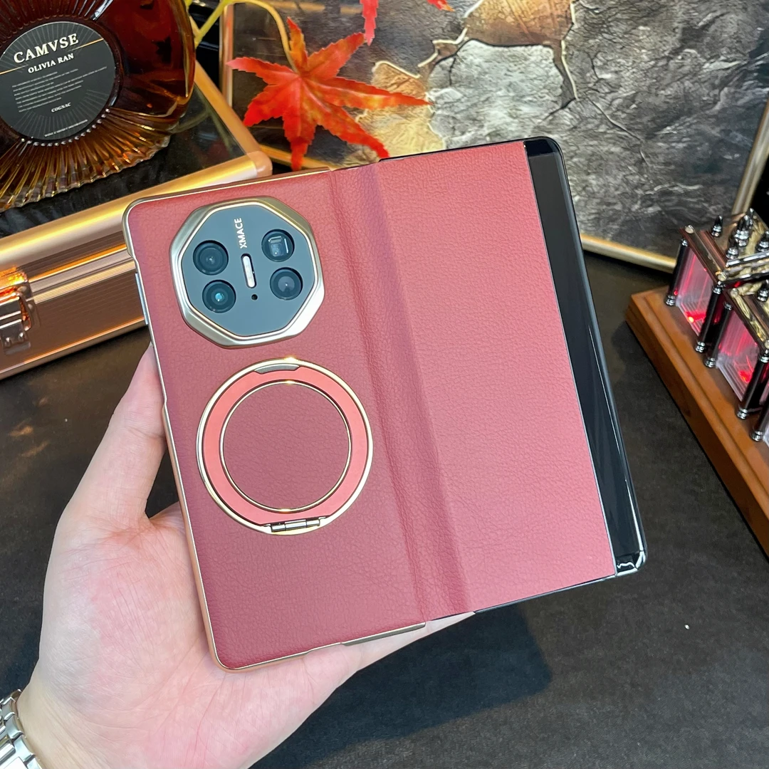 适用华为matex5手机壳新款秒磁吸旋转支架高档商务智能视窗皮套