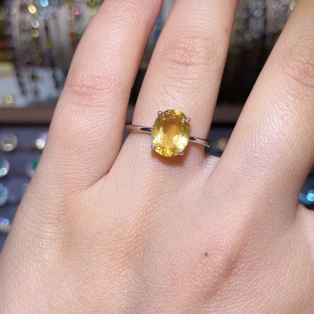 黄晶戒指银S925镶嵌56889