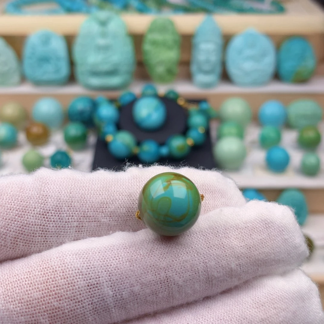 未镶嵌绿松石珠宝奇石卡12.7