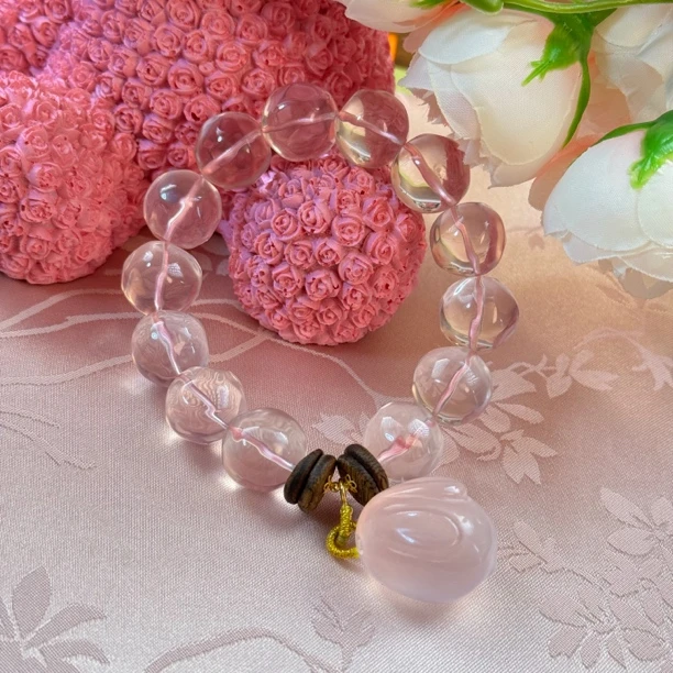 【玉涵珠宝】18K天然粉水晶菠萝珠手串786