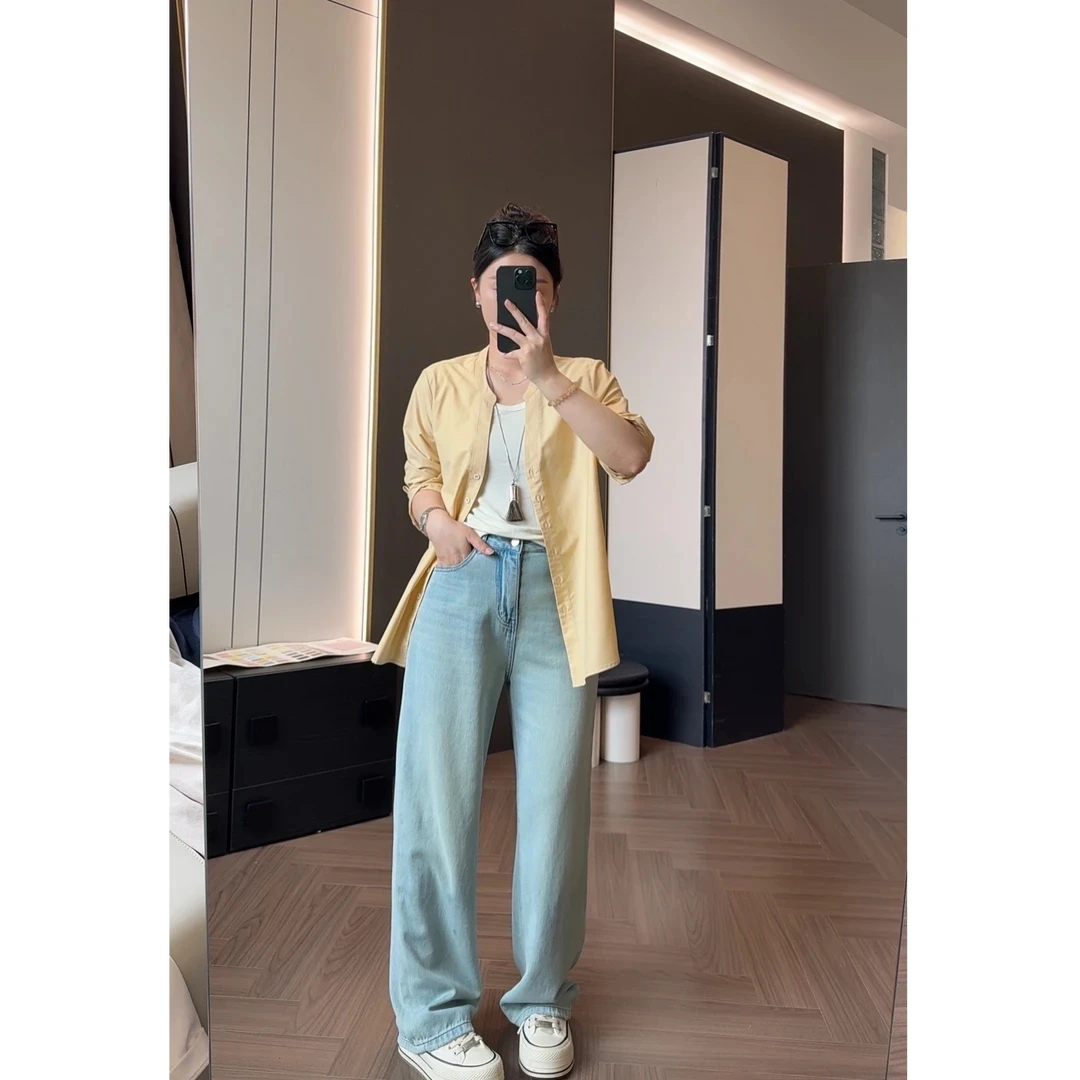 【CHAO薄贵软垂】夏季牛仔阔腿裤 0414