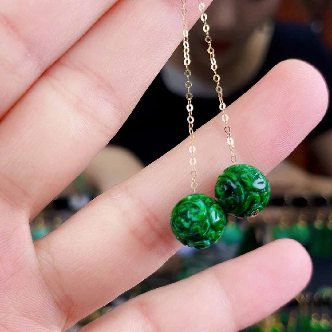 翡翠18K金镶嵌耳饰