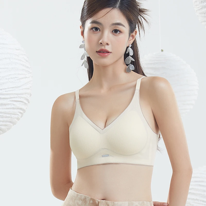 无痕内衣女固定杯无钢圈小胸聚拢收副乳调整型防下垂文胸夏季