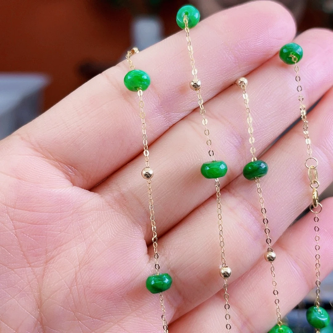 翡翠18K金镶嵌耳饰