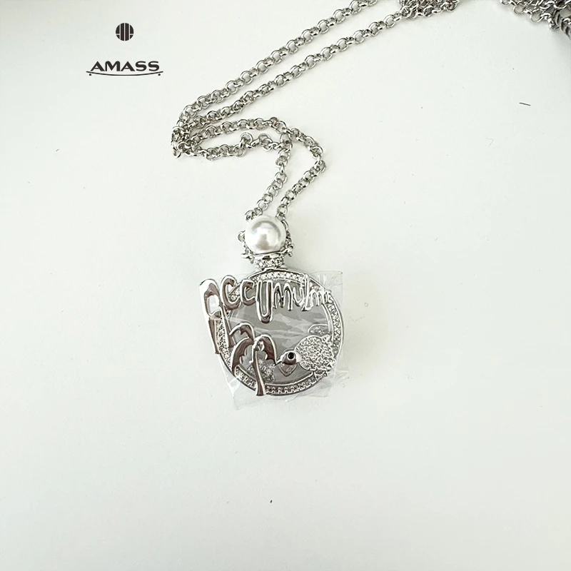 AMASS/阿玛施 铜贝壳项链 百搭银色金色双面镶嵌坠链项链590086
