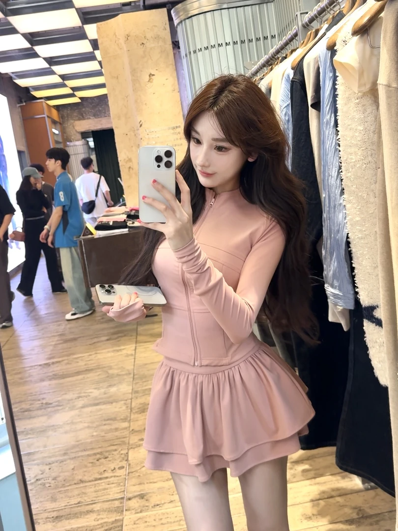 WW定制「序与海」法式轻奢气质纯欲性感修身显瘦收腰洋气上衣半裙