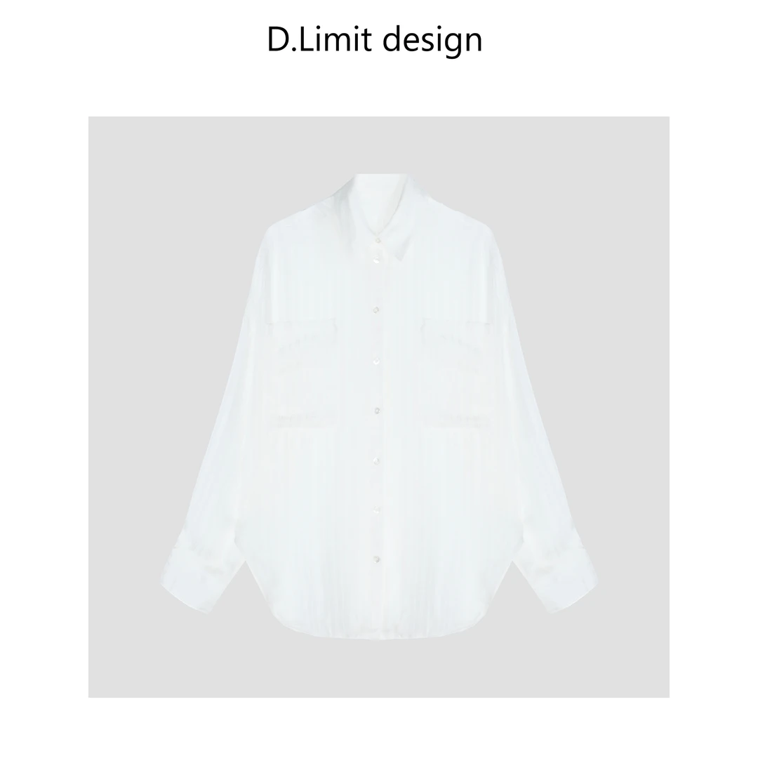 【D.Limit design】100桑蚕丝轻薄透气防晒白衬衫DLSQ10939