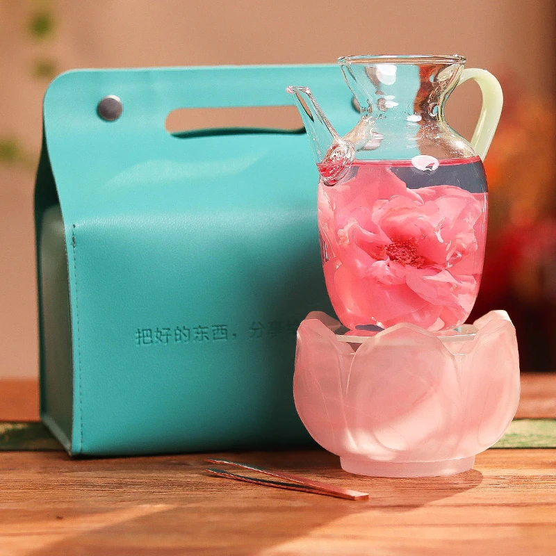 粉色莲花琉璃 温茶器