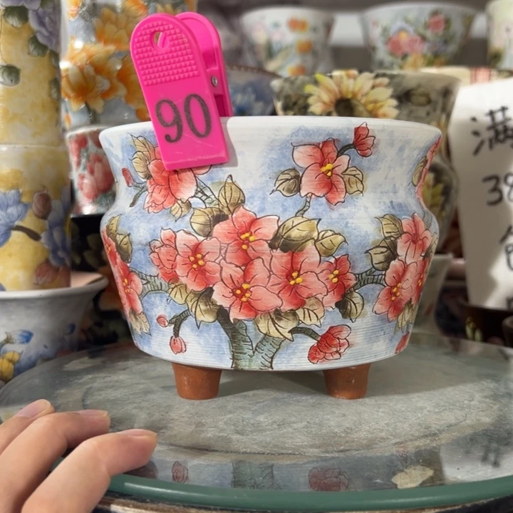 景德镇手绘花盆满38包邮偏远地区除外