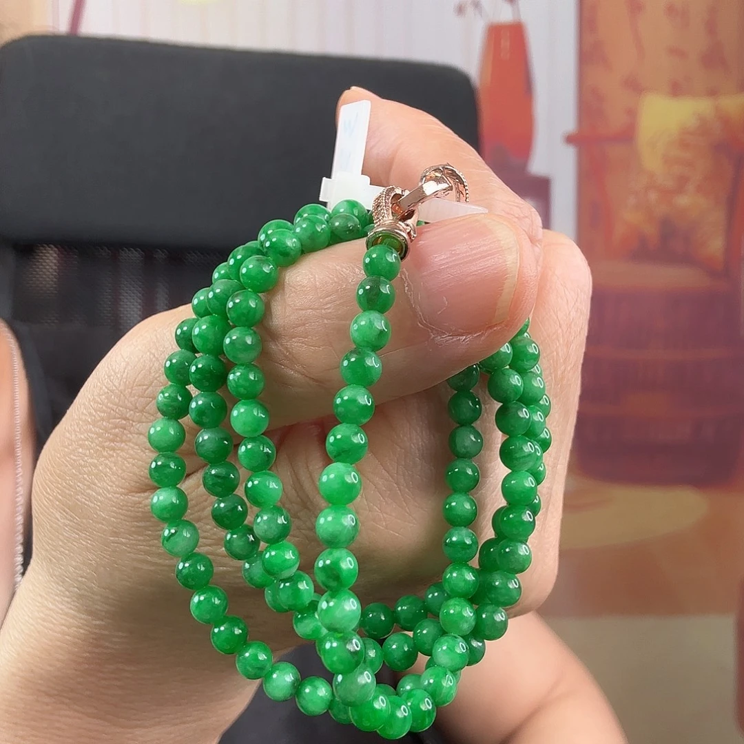 翡翠未镶嵌项链圆珠