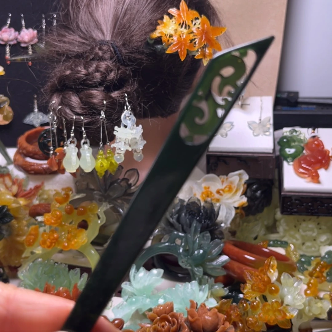 【闪购商品】合金蛇纹石玉发饰