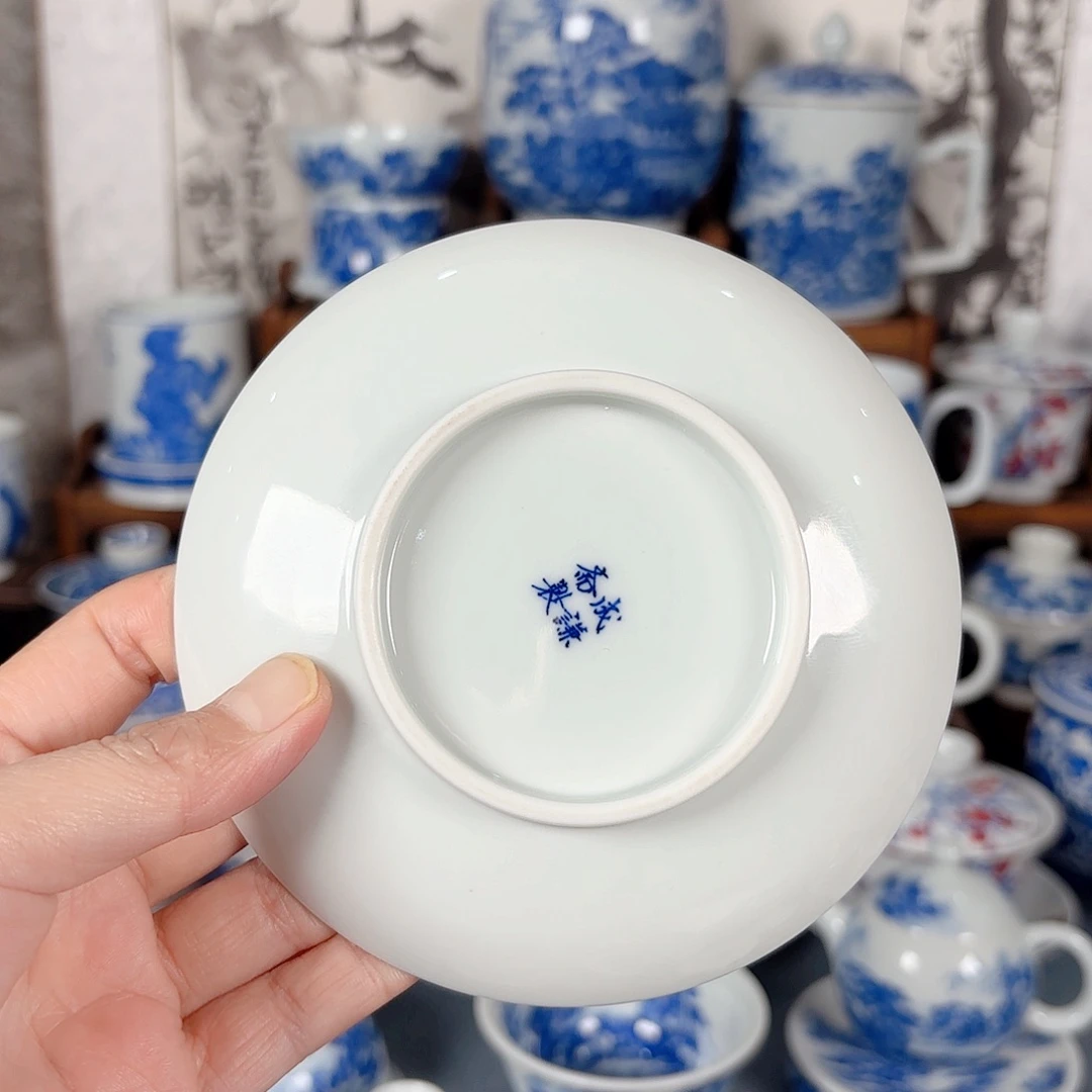 杯福**门青花瓷器手绘作品杯垫