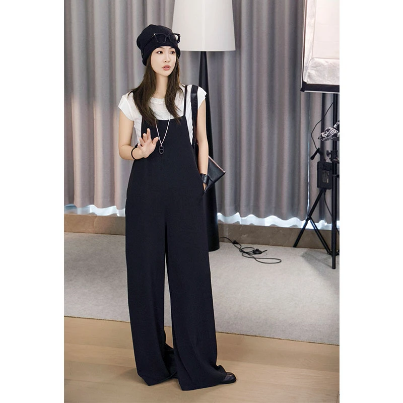 A美洋MEIYANG【商场同款】 垂垂连体裤 消光防透_宽松直筒背带裤