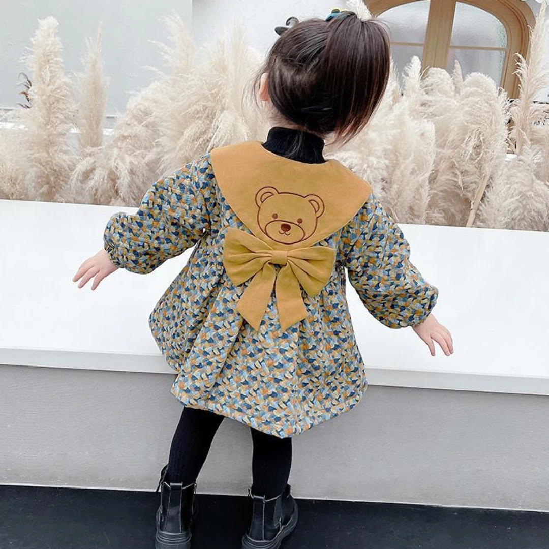 女童洋气罩衣外套秋冬新款儿童外穿加绒保暖反穿衣防脏四季通用