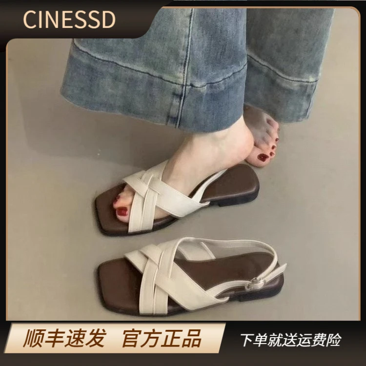 【顺丰包邮】凉鞋时尚百搭夏季外穿厚底复古风女粗跟圆头长筒靴