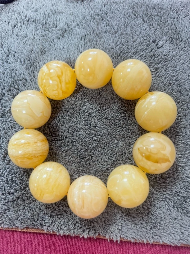 虎皮纹白花手串，珠径21毫米，手围16，60.6克，圆形