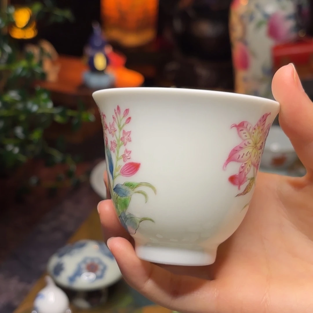 陶粉彩精工杯杯70cc