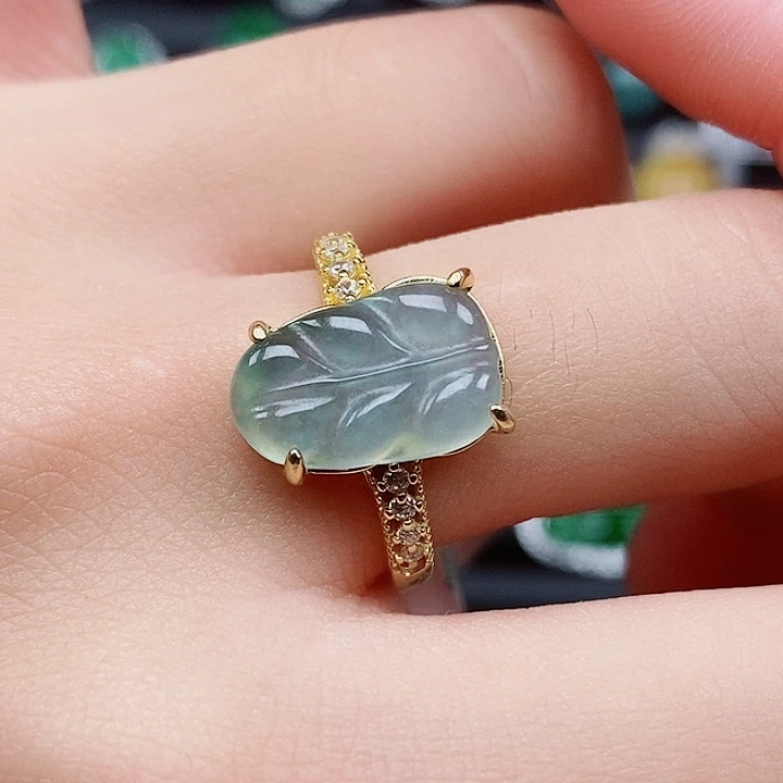 翡翠戒指银S925镶嵌戒指