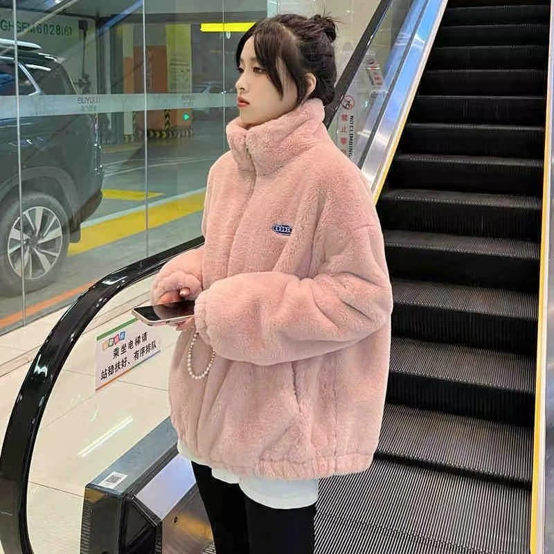 万达撤柜皮草女羊羔毛外套2025秋冬年轻新款仿獭兔毛毛绒大衣短款