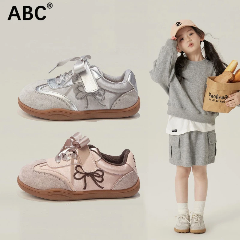 ABC女童甜美蝴蝶结德训鞋2025春季新款小宝宝童鞋女孩轻便时尚休