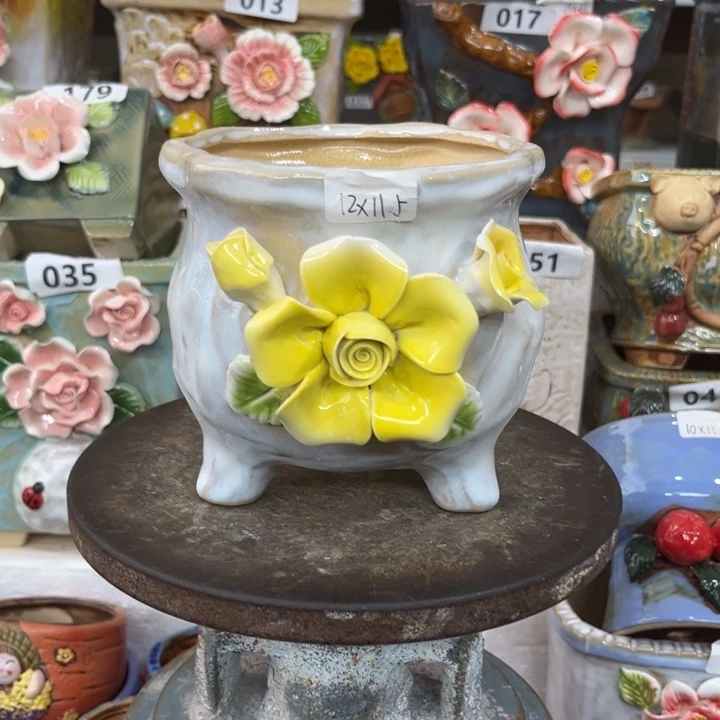 紫砂花盆粗陶材质多肉花盆发货六个