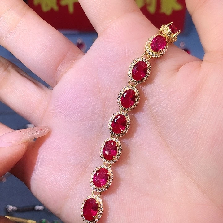 红宝石手链银S925镶嵌