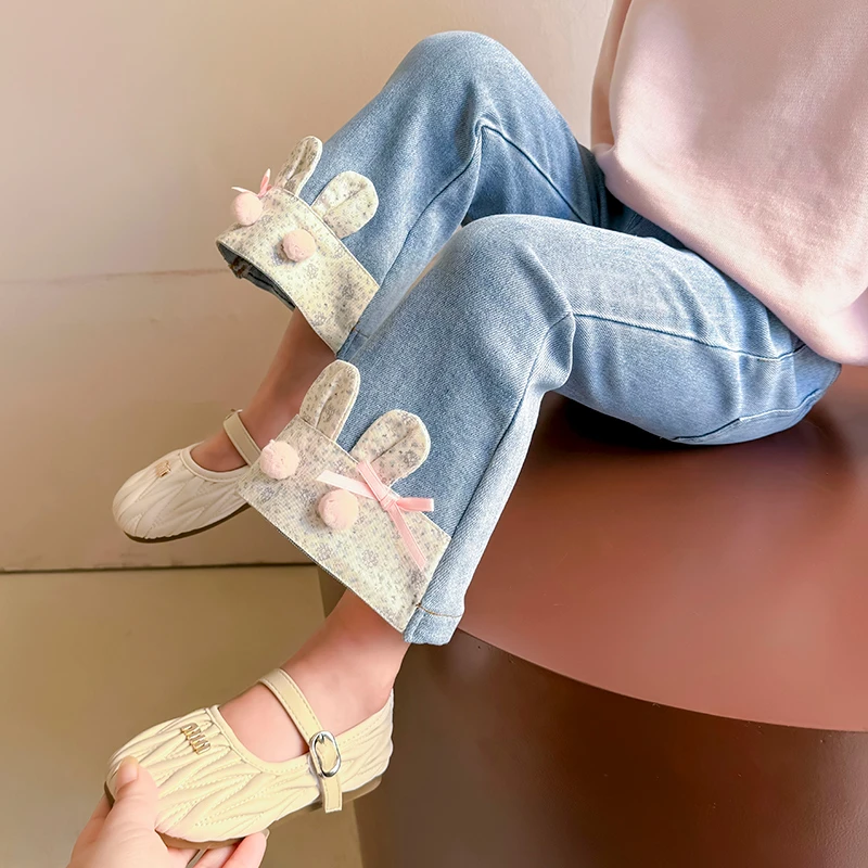 女童牛仔裤春秋季2025新款儿童网红洋气时髦长裤女宝宝秋装喇叭裤