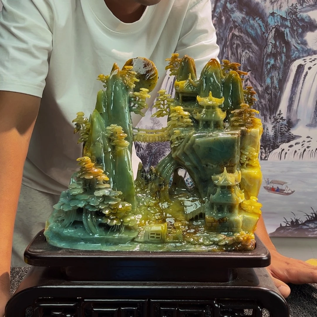 年***口玉玉摆件多色带底座