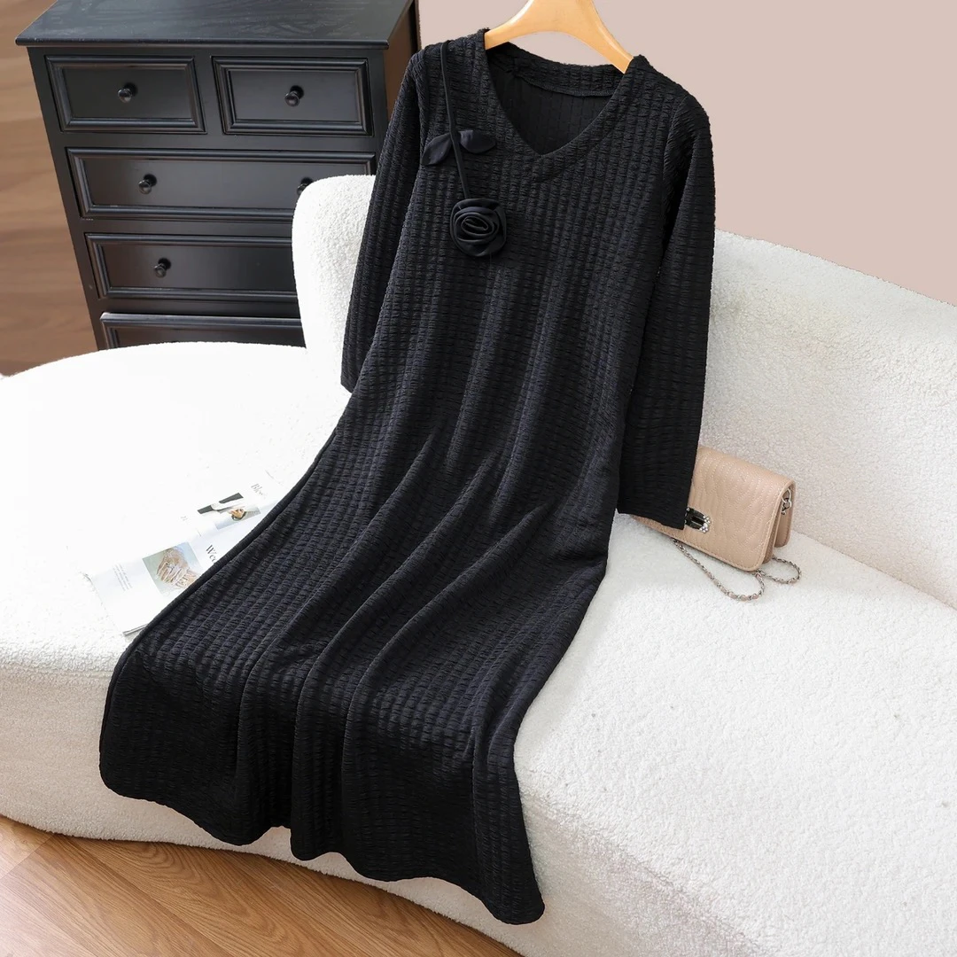 747【黑玫瑰】高端定制连衣裙 休闲夏季宽松复古