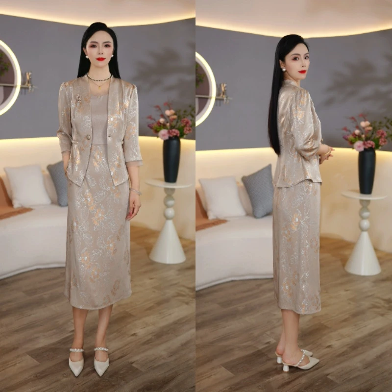 新款两件套时尚轻奢气质女神连衣裙套装6253