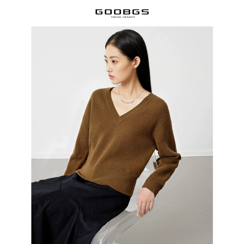 谷邦GOOBGS 100%绵羊毛V领套头毛衫 G2471182