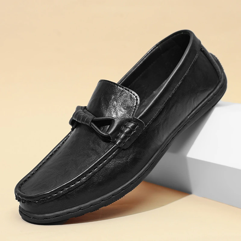 2025新款夏季豆豆鞋男鞋真皮软底休闲皮鞋男英伦懒人一脚蹬驾车鞋
