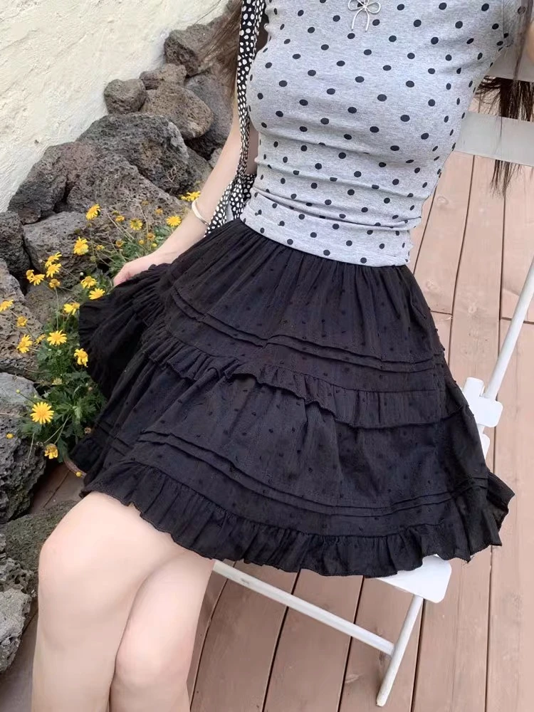 半身裙女夏季薄款松紧腰小个子蛋糕裙蓬防走光蓬短裙