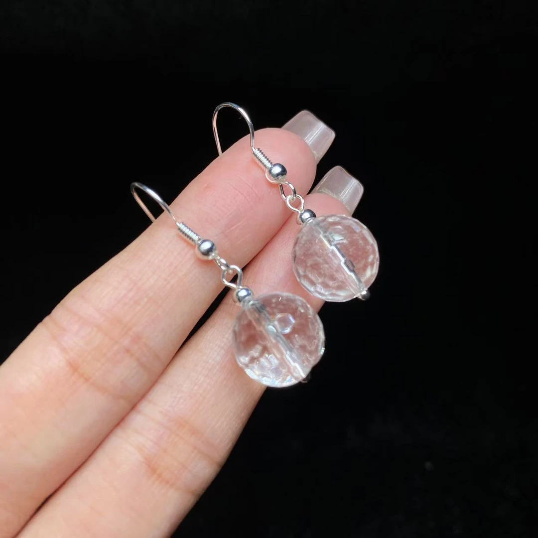 白水晶耳饰s925银镶（尺寸12mm）-TH081