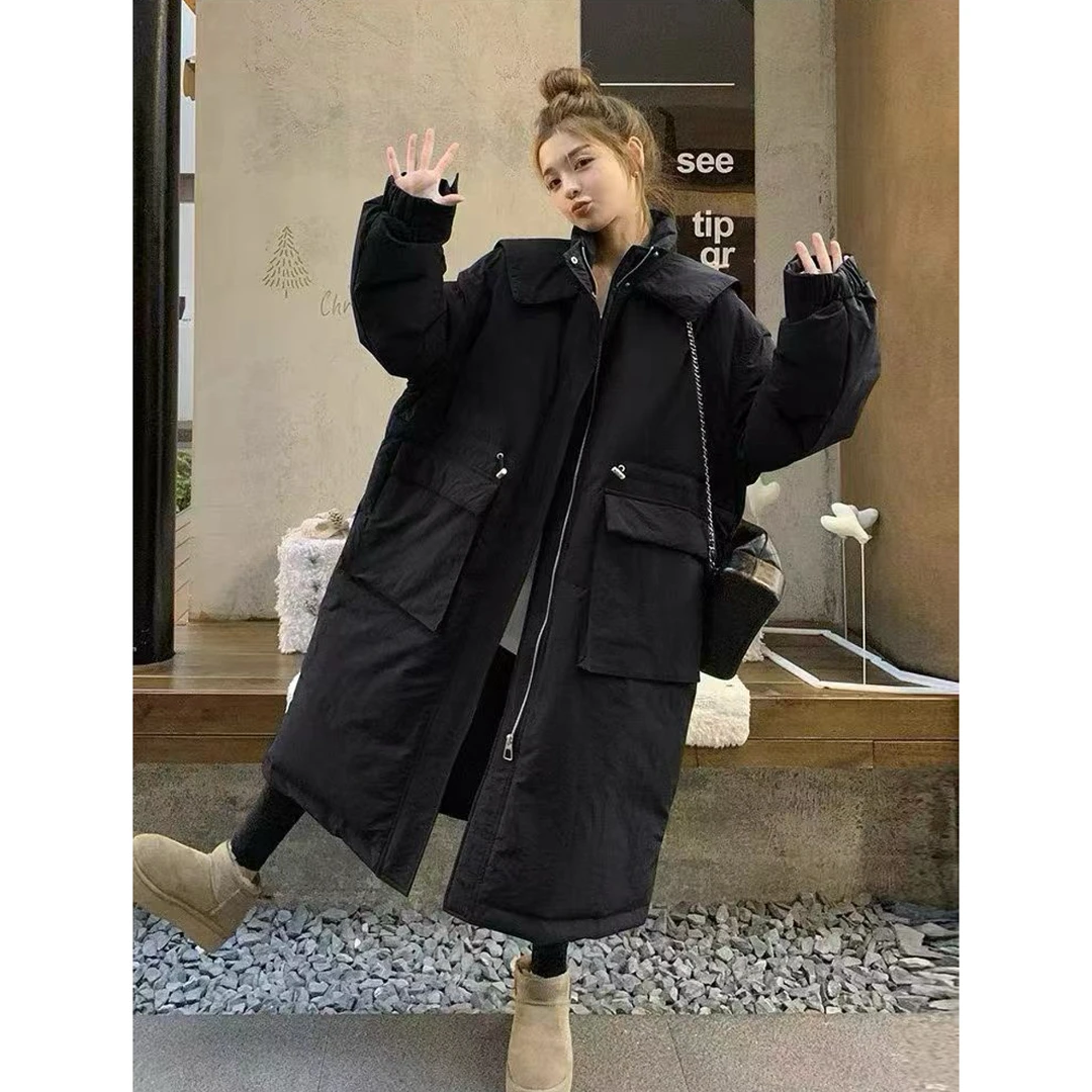 VaVa家：大码女装「北海道初雪」冬季韩系简约收腰设计中长款羽绒服