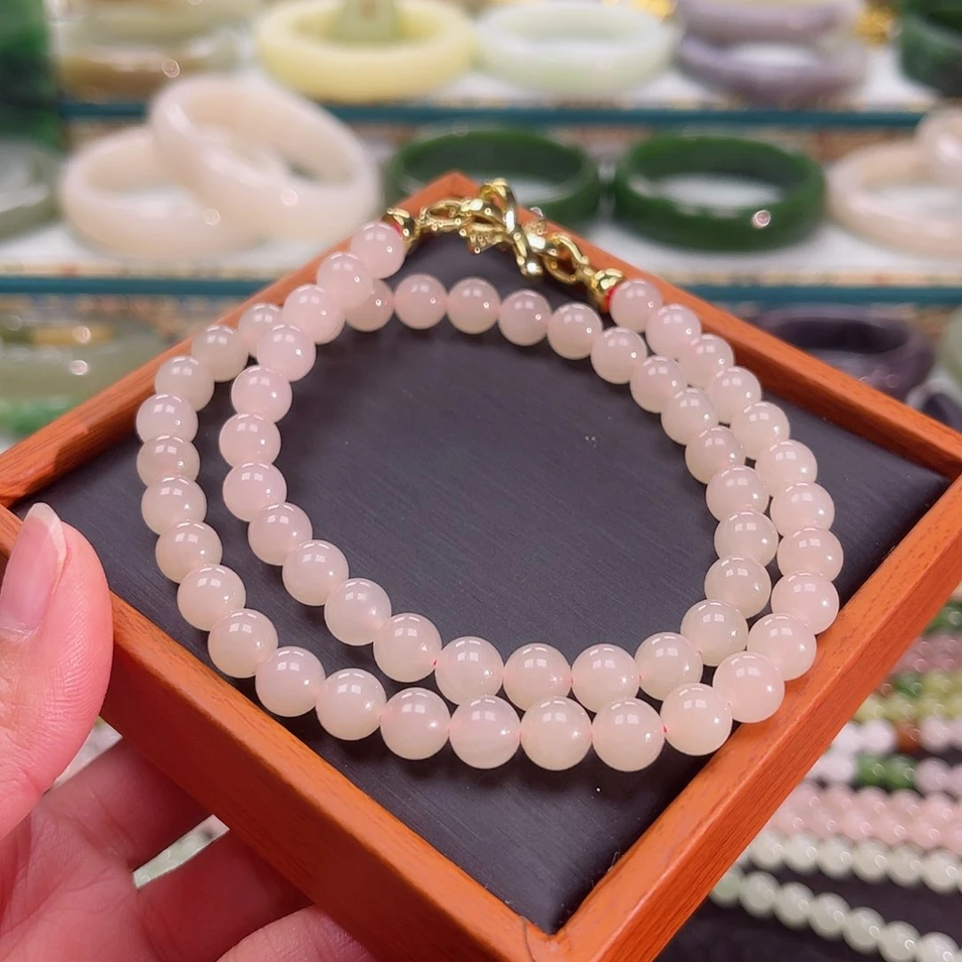 和田玉颈饰未镶嵌藕粉项链