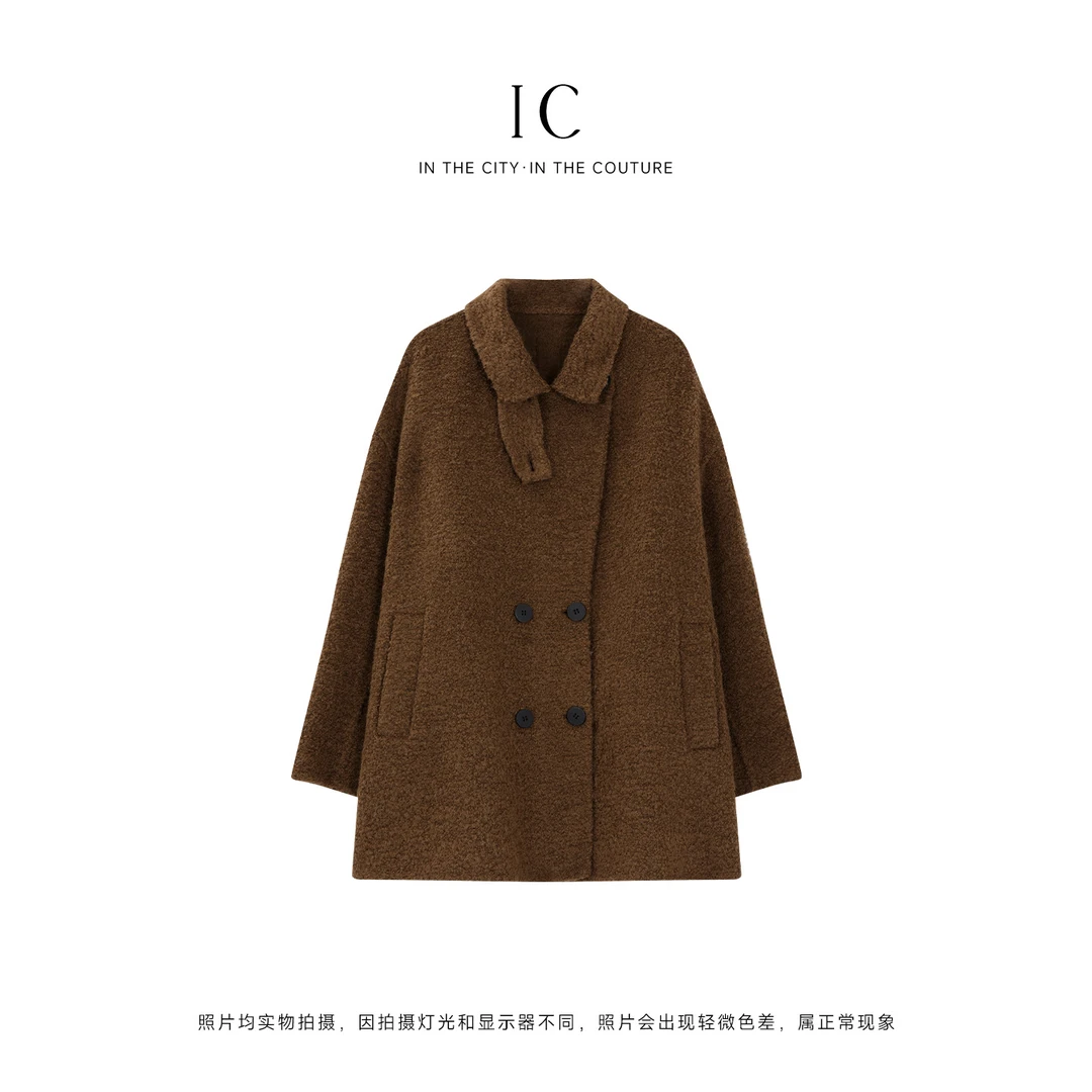 IC2025秋季新品法式直下摆纯色常规毛呢外套小香风时尚冬季宽松