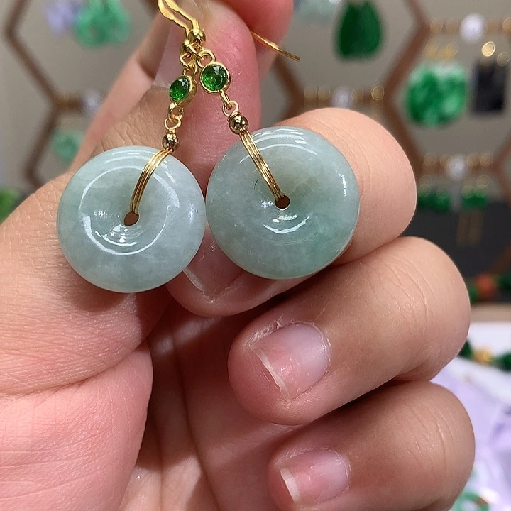 翡翠未镶嵌耳饰天然翡翠耳饰