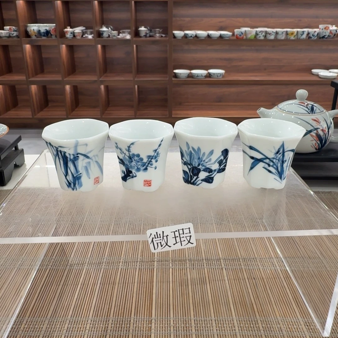 釉下手绘茶具微瑕