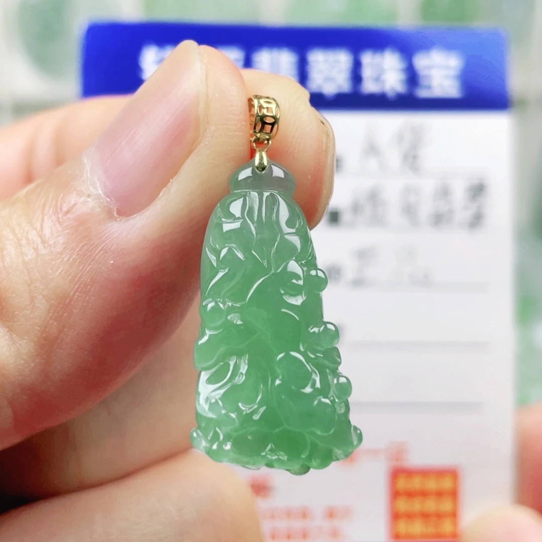 吊坠(不含链)18K金镶嵌翡翠
