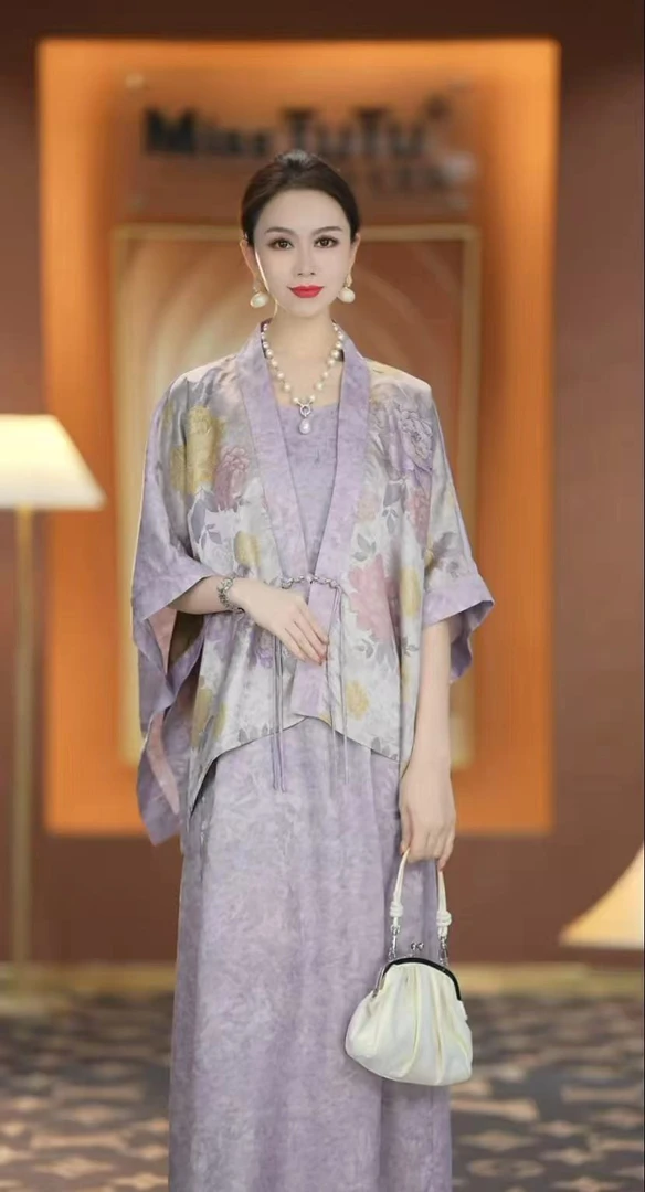 MissTuTu2025国风新中式宽松天丝亚麻花萝香云纱工艺上衣