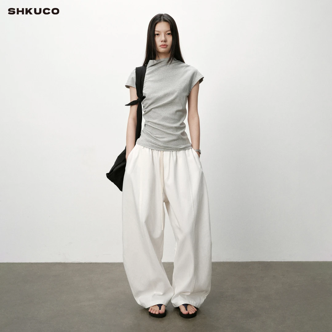 SHKUCO 解构身体 显瘦高弹力小飞袖针织短袖T恤 F3L8364