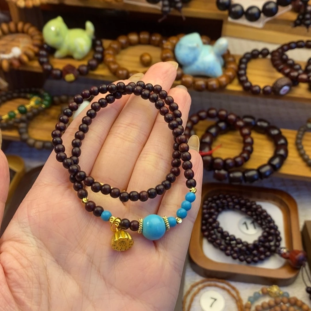 未镶嵌檀香紫檀（小叶紫檀）吊坠松石04