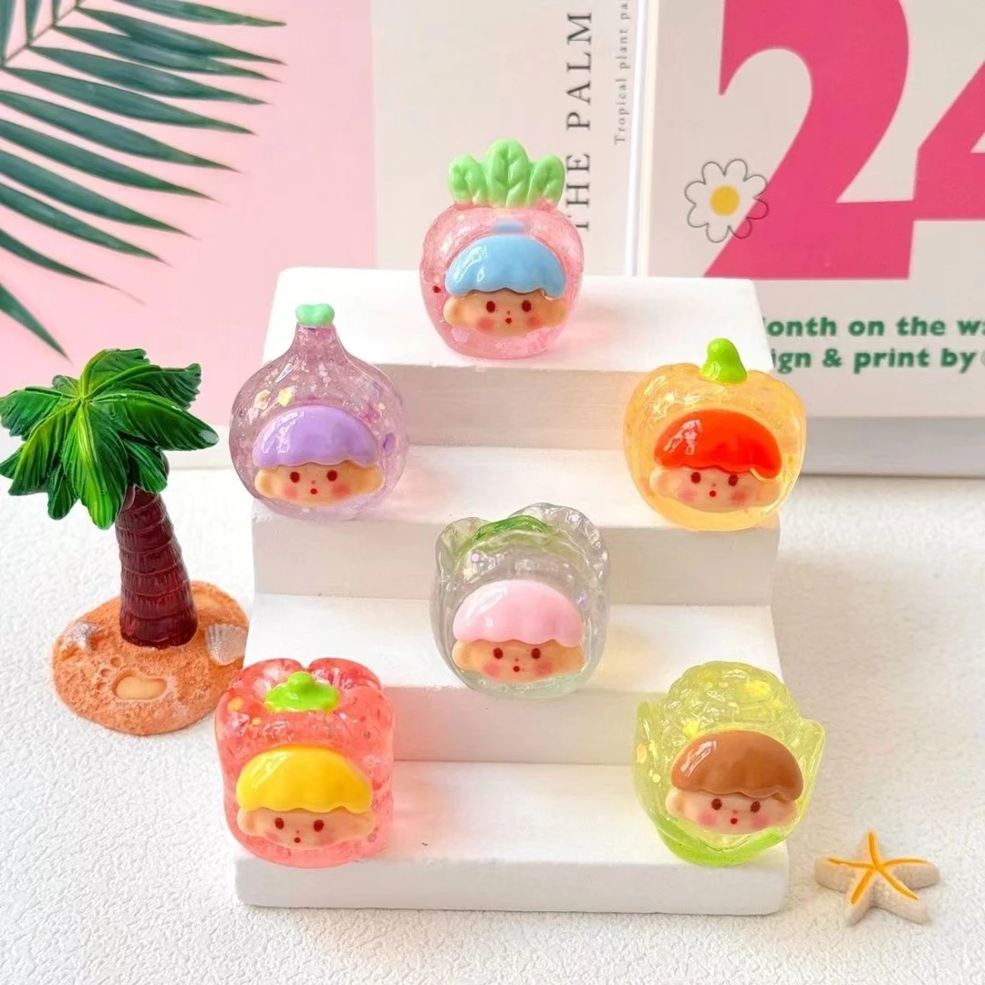 【九宫格】细闪卡通蔬菜盲盒diy饰品配饰桌面摆件文创礼品树脂配件