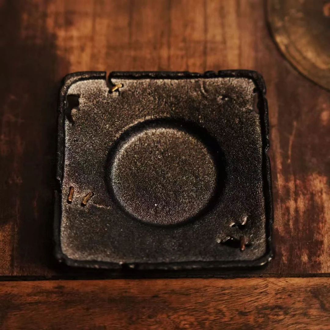 【九离烧】两个砂铁铜钉方杯垫(九离烧0182)