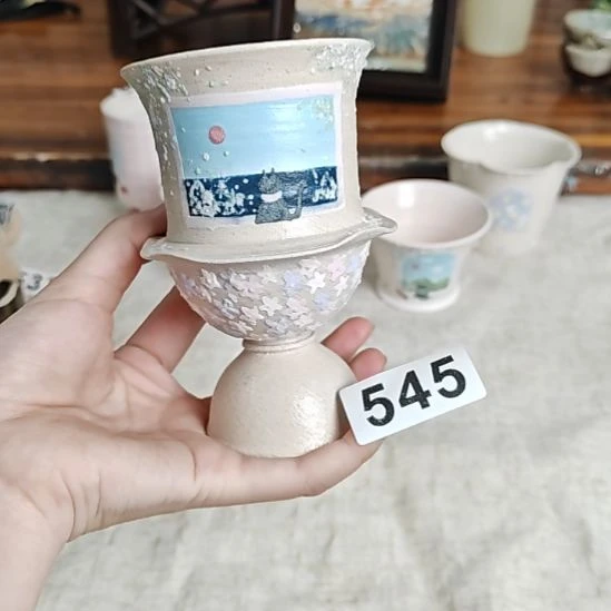 545花边裙手工手绘小杯