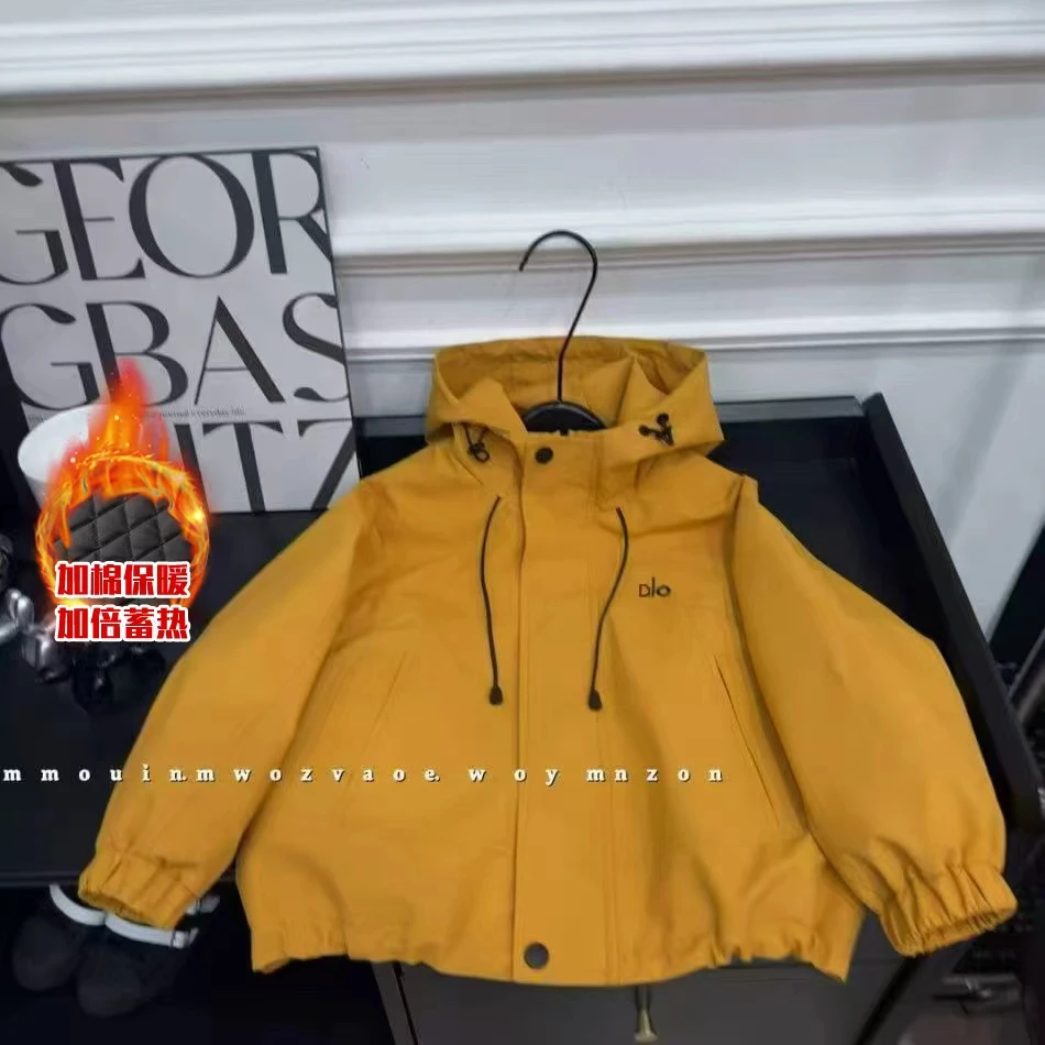 宇轩童男童2025秋款中大童新款连帽风衣夹克拉链长袖外套