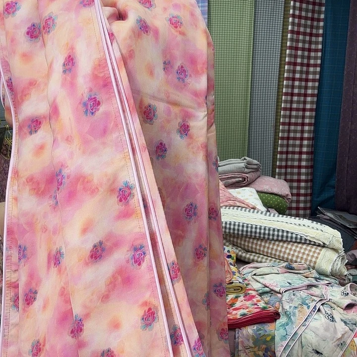 棉莫代尔纤维醋酸凉凉被小粉玫瑰