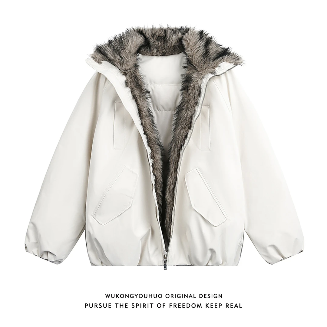 悟空有货美式复古座山雕加厚连帽棉服男冬季潮牌情侣保暖百搭棉衣